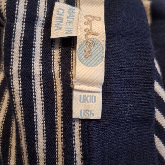 Boden women's size 6 3/4 sleeve blue & white stripe fine knit sweater VGUC - Picture 6 of 6